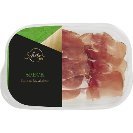 Carrefour sélection speck fumé au bois de hêtre 70g