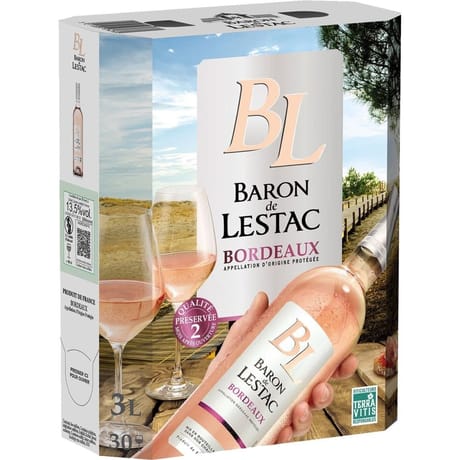 Baron de lestac aoc bordeaux rosé 3l 12%vol