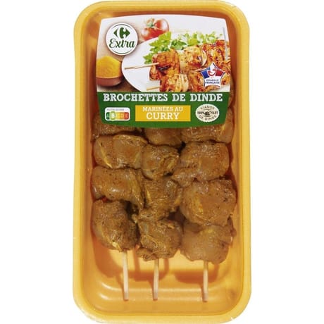 Carrefour extra brochette de dinde marinées au curry