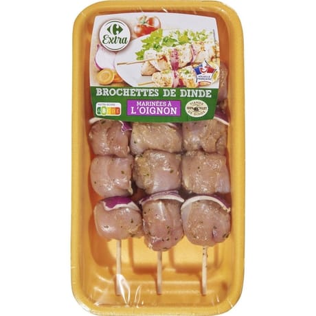 Carrefour extra brochettes de dinde marinées à l'oignon