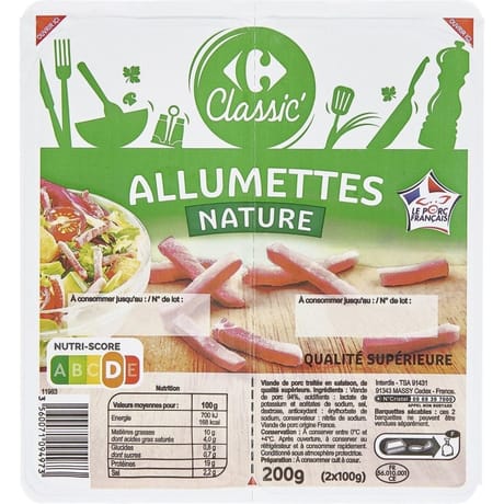 Carrefour classic' allumettes nature 2x100g