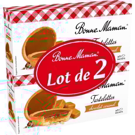 Bonne Maman tartelette chocolat caramel lot 2X135g