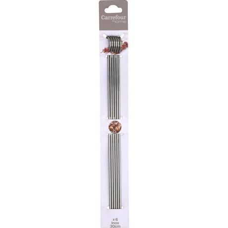 Carrefour home 6 piques à brochettes en inox 30cm