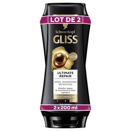 Gliss hair repair après-shampooing réparation ultimate repair 2 x200ml