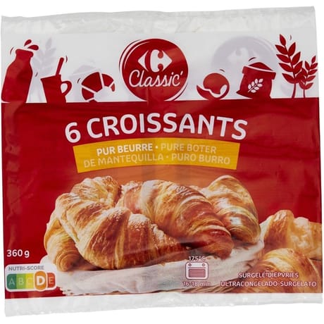 Carrefour Classic' 6 croissants pur beurre 360g