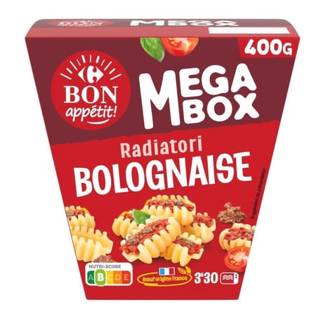 Carrefour bon appetit méga box radiatori bolognaise 400g