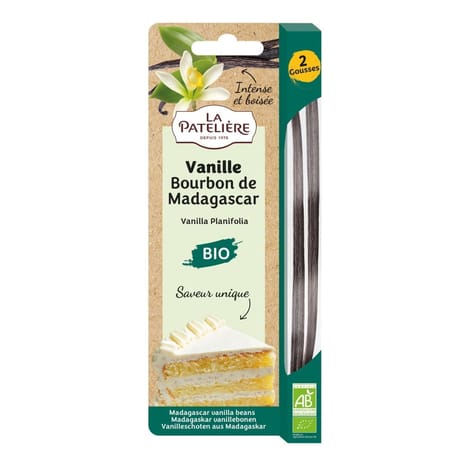 La patelière 2 gousses de vanille bourbon bio tube en verre - 5g