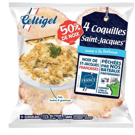 Celtigel 4 coquilles st jacques à la bretonne 360g