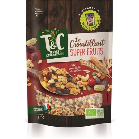 Terres et céréales "le croustillant" super fruits bio 375g