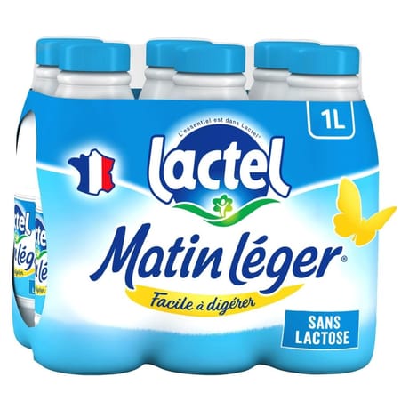 Lactel matin léger lait sans lactose 1.2% m.g 6x1l
