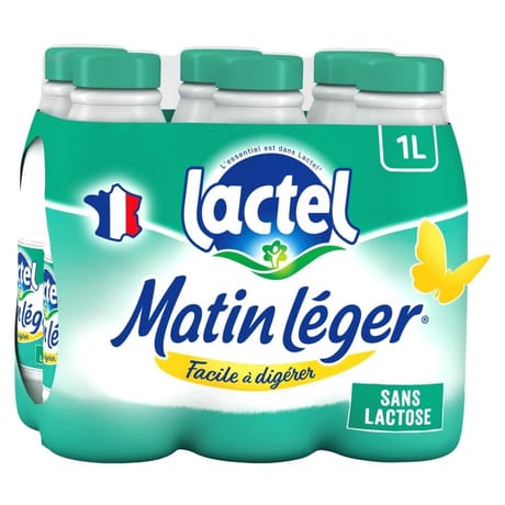Lactel matin léger lait écrémé avec 0.5% de lactose 6 x 1 l