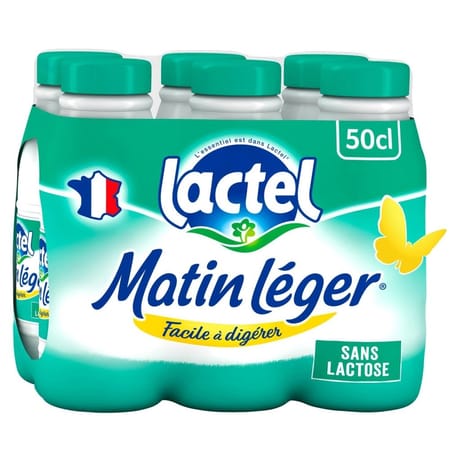 Lactel matin léger lait écrémé 6x50cl