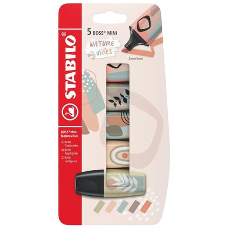 Blister carton 5 surligneurs boss mini naturevibes
