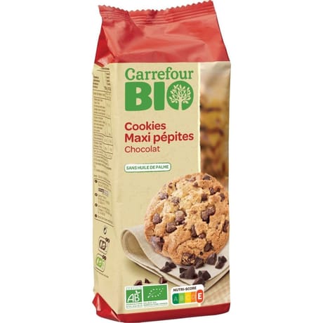 Carrefour bio cookies maxi pépites chocolat bio 184g