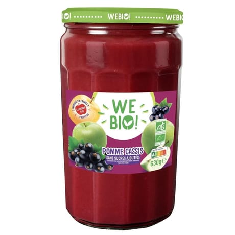 We bio compote pomme cassis bio sans sucre ajouté 630g