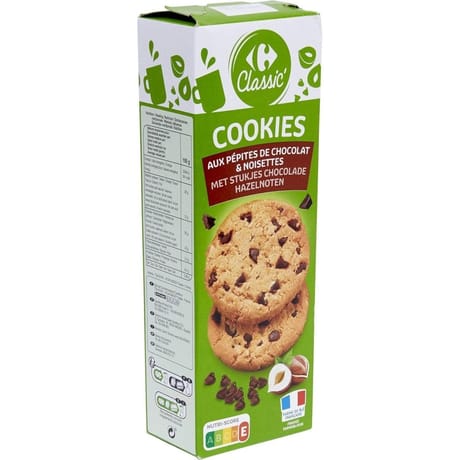 Carrefour classic' cookies pépites chocolat noisettes 200g