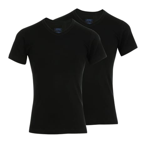 Lot de 2 tee-shirts col V manches courtes homme coton bio Athena 650 NOIR/NOIR T6