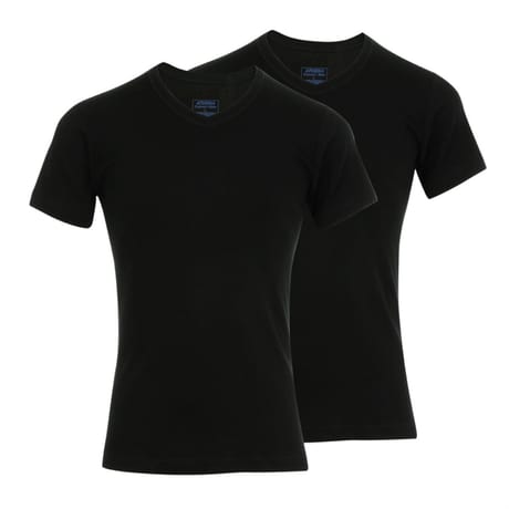 Lot de 2 tee-shirts col V manches courtes homme coton bio Athena 650 NOIR/NOIR T2