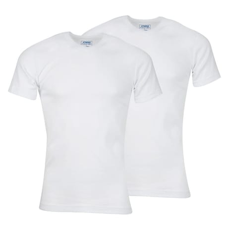 Lot de 2 tee-shirts col V manches courtes homme coton bio Athena 950 BLANC/BLANC T4