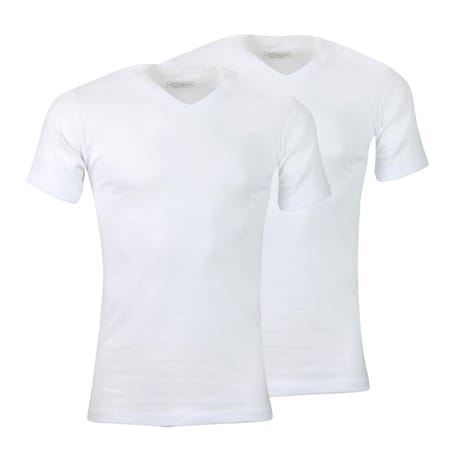 Lot de 2 Tee-shirts col V manches courtes Ecopack  homme Athena 300 BLANC/BLANC T3
