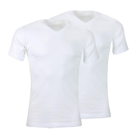 Lot de 2 tee shirts manches courtes col V homme Influx basic BLANC T7