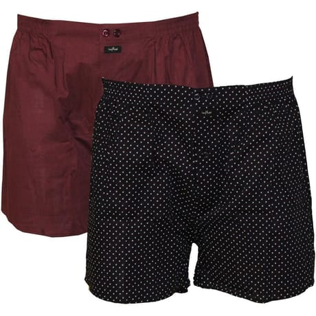 Lot de 2 caleçons fantaisie et unis IMP MARINE/BORDEAUX T4