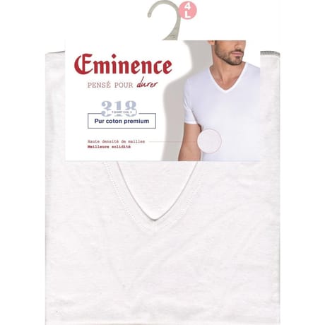 Tee-shirt manches courtes col V homme Héritage Eminence 6001 BLANC 80 ANS T7