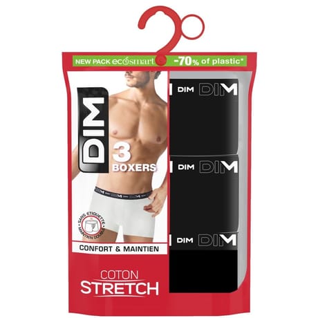 Lot de 3 boxers coton stretch homme Dim 0HZ NOIR X3 T3