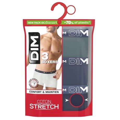 Lot de 3 boxers coton stretch homme Dim 95V VRT/BL/B T6
