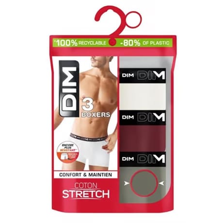 Lot de 3 boxers coton stretch homme Dim ATV BEIG/RGE/GRIS T7