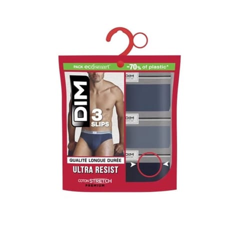 Lot de 3 slips ultra resist homme Dim 96H BLEU/GRIS/BLEU T4