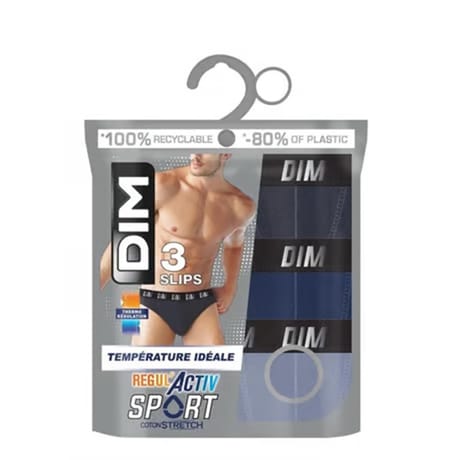 Lot de 3 slips regul'activ homme Dim ATX BLEU/BLEU/BLEU T6