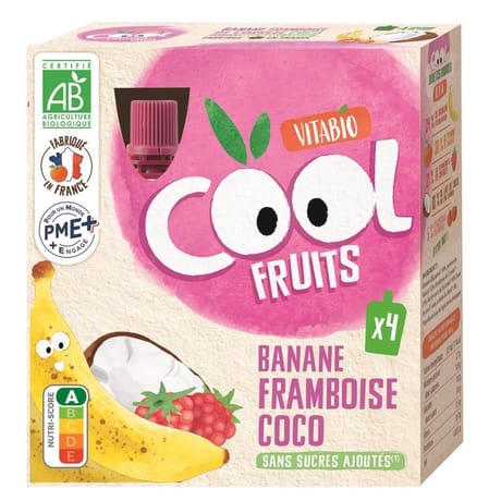 Vitabio compote à boire coco banane framboise sans sucres ajoutés bio