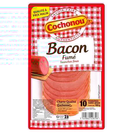 Cochonou bacon fumé 10 tranches 100g