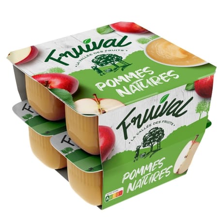 Fruival compote pomme nature coupelles 8x100g - 800g
