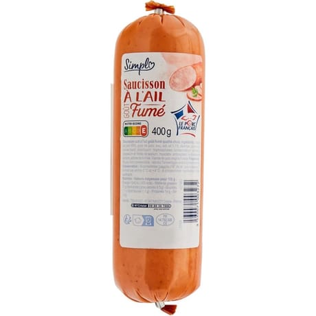Simpl saucisson ail cuit fumé 400g