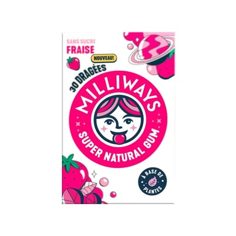 Miliways gum sans sucres fraise x30 - 60g