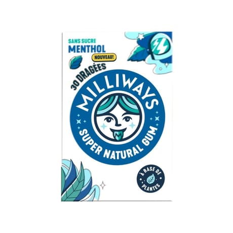 Milliways gum sans sucres menthol eucalyptus x30 - 60g