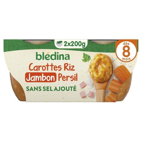 Blédina carottes riz jambon au persil dès 8 mois 2x200g