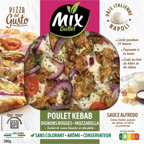 Mix buffet pizza del gusto poulet kebab 380g