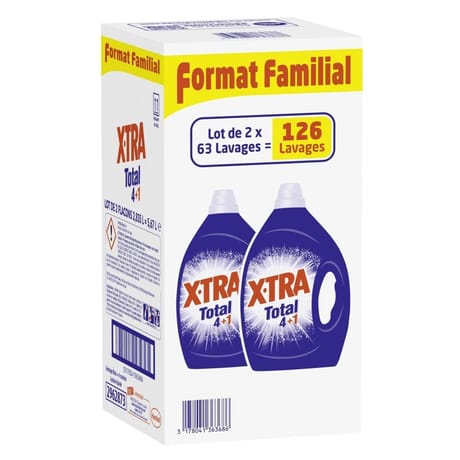 Xtra total lessive format familial 2x63 lavages 5.67l