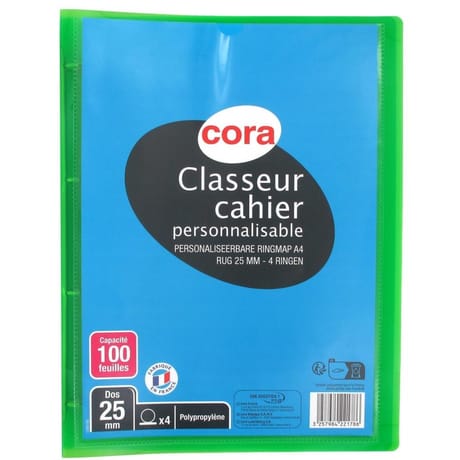 Cora classeur cahier personnalisable dos de 25