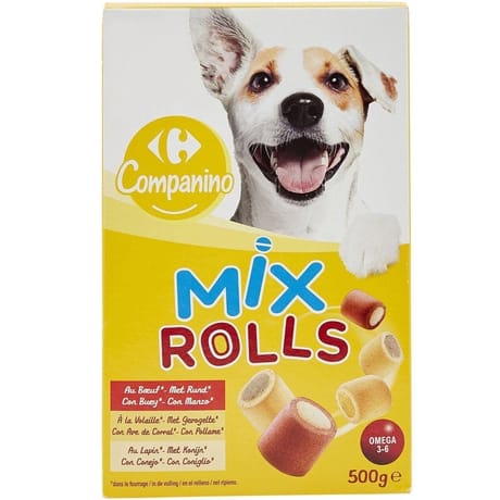 Carrefour companino biscuits pour chiens fourrés viandes 500g