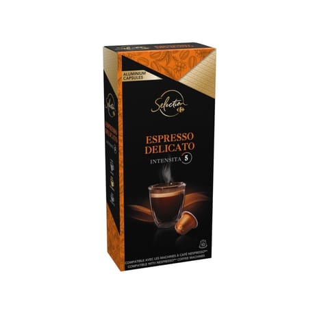 Carrefour sélection café capsules espresso compatibles nespresso delicato  x10 - 52g