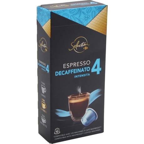 Carrefour sélection capsules compatibles nespresso expresso décaféiné x10 - 52g