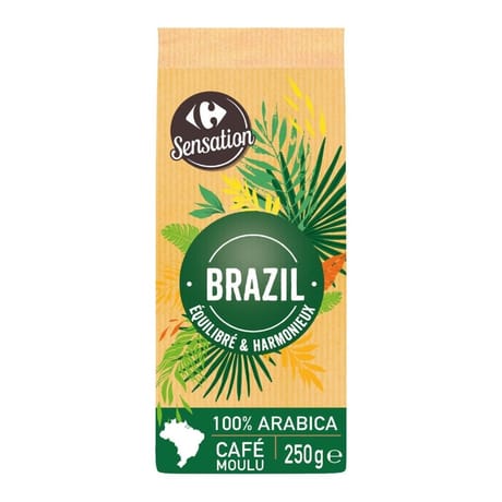 Carrefour sensation café moulu harmonieux brazil - 250g