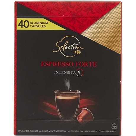 Carrefour sélection café capsules compatibles nespresso espresso forte Intensité 9 x40 - 208g
