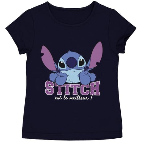 Tee shirt manches courtes stitch fille MARINE STITCH 8 ANS