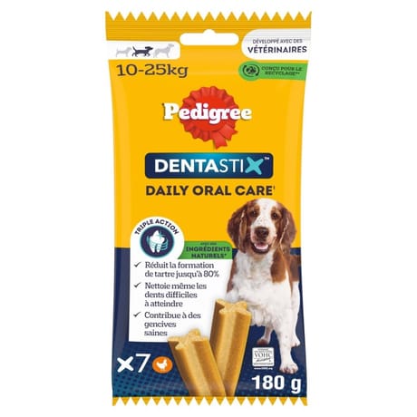 Pedigree dentastix pour chien (10-25kg) bâtonnets au poulet 180g