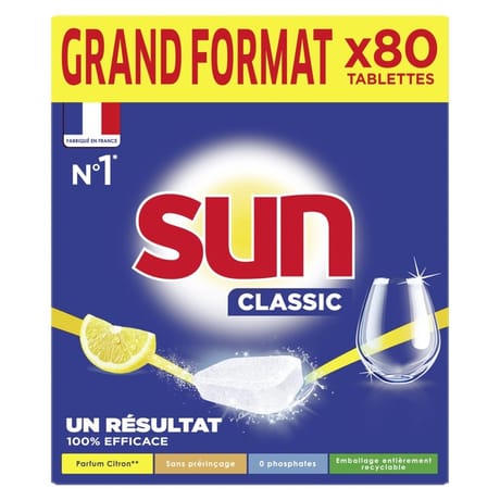Sun tablette lave vaisselle citron x80 -0.76kg